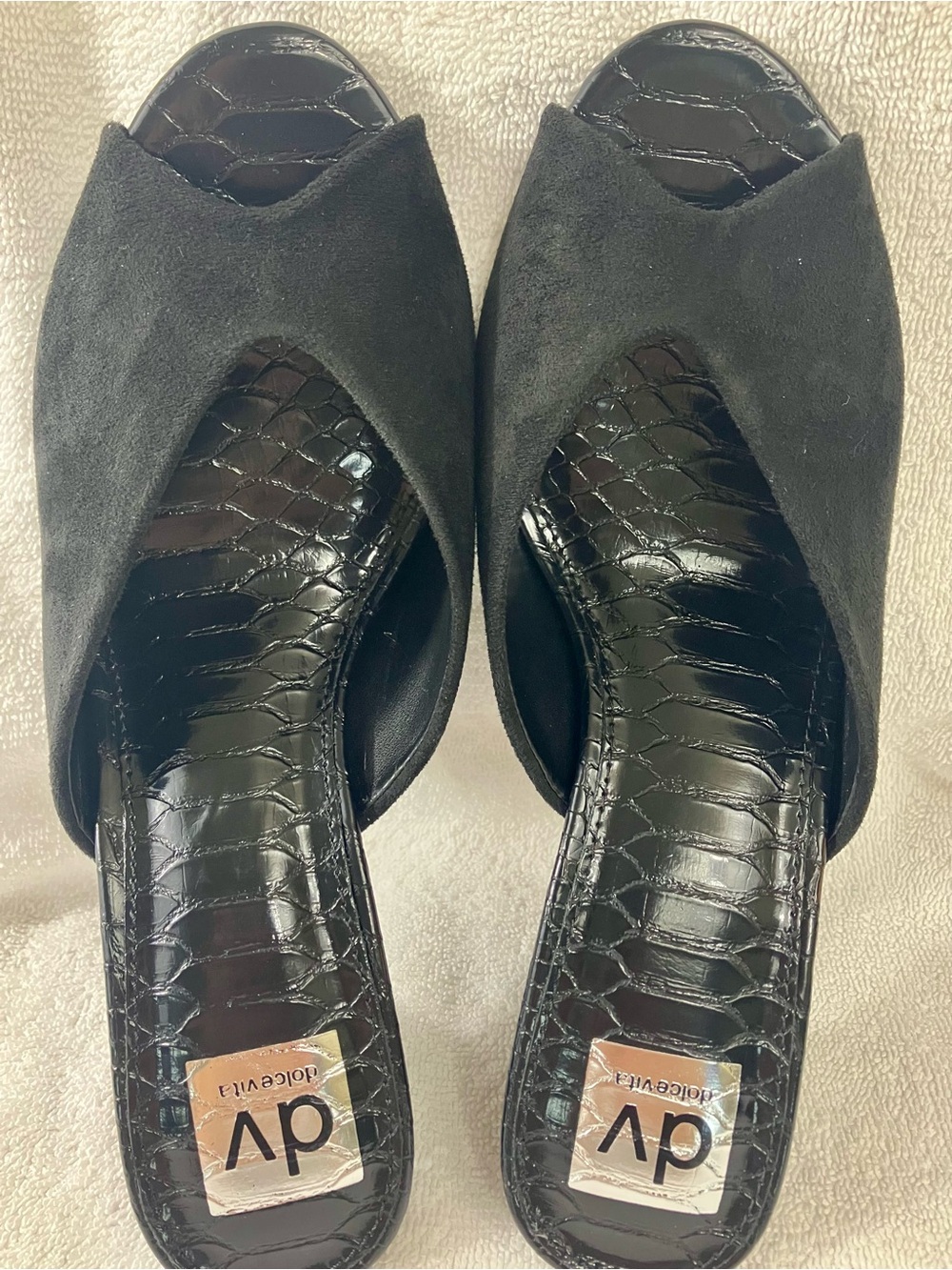 DV by Dolce Vita Black Suede Open-Toe Slide Mules
